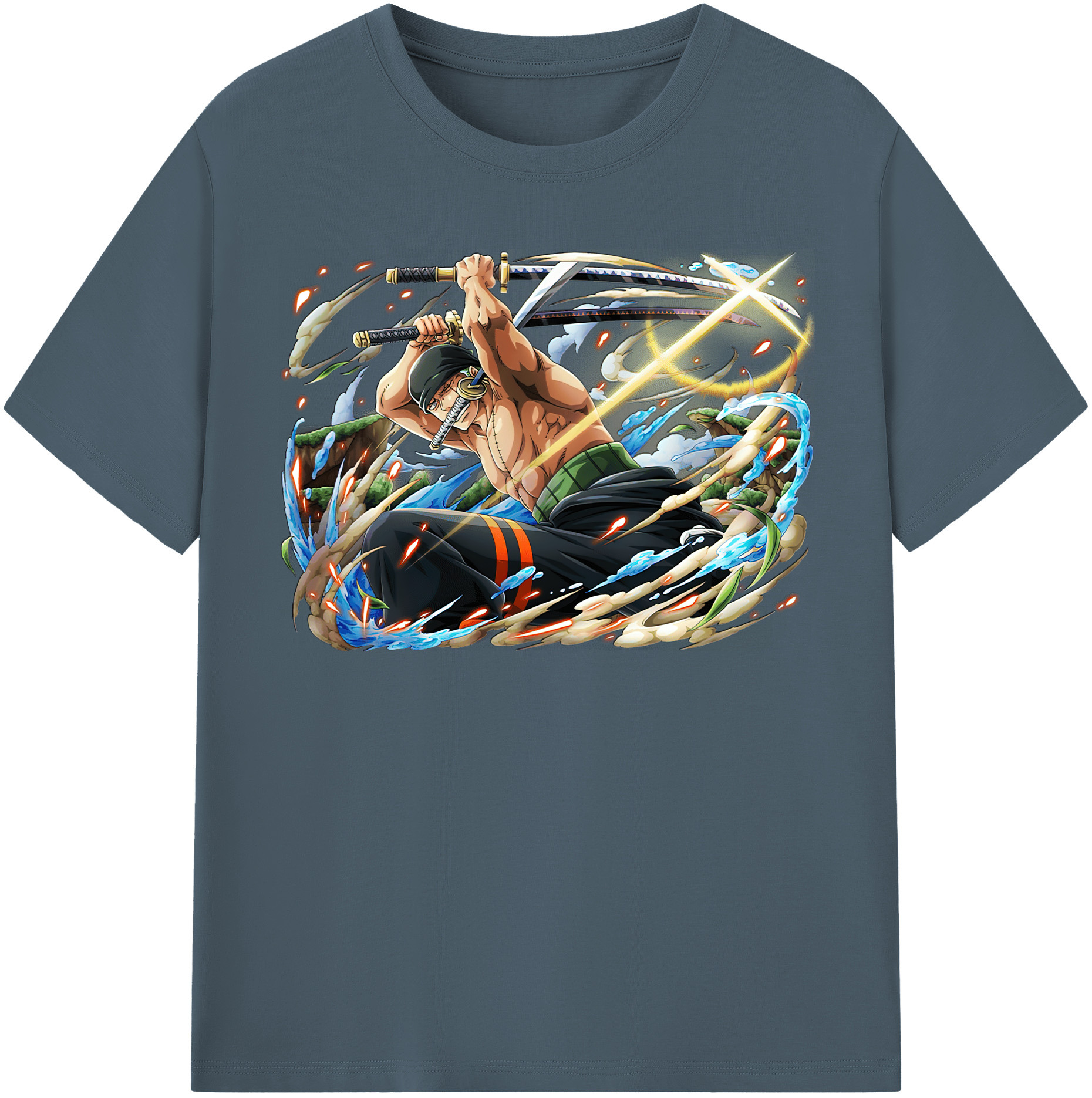 ワンピース ロロノア・ゾロ ONE PIECE Roronoa Zoro 綿100％半袖Tシャツ（フロントプリント）